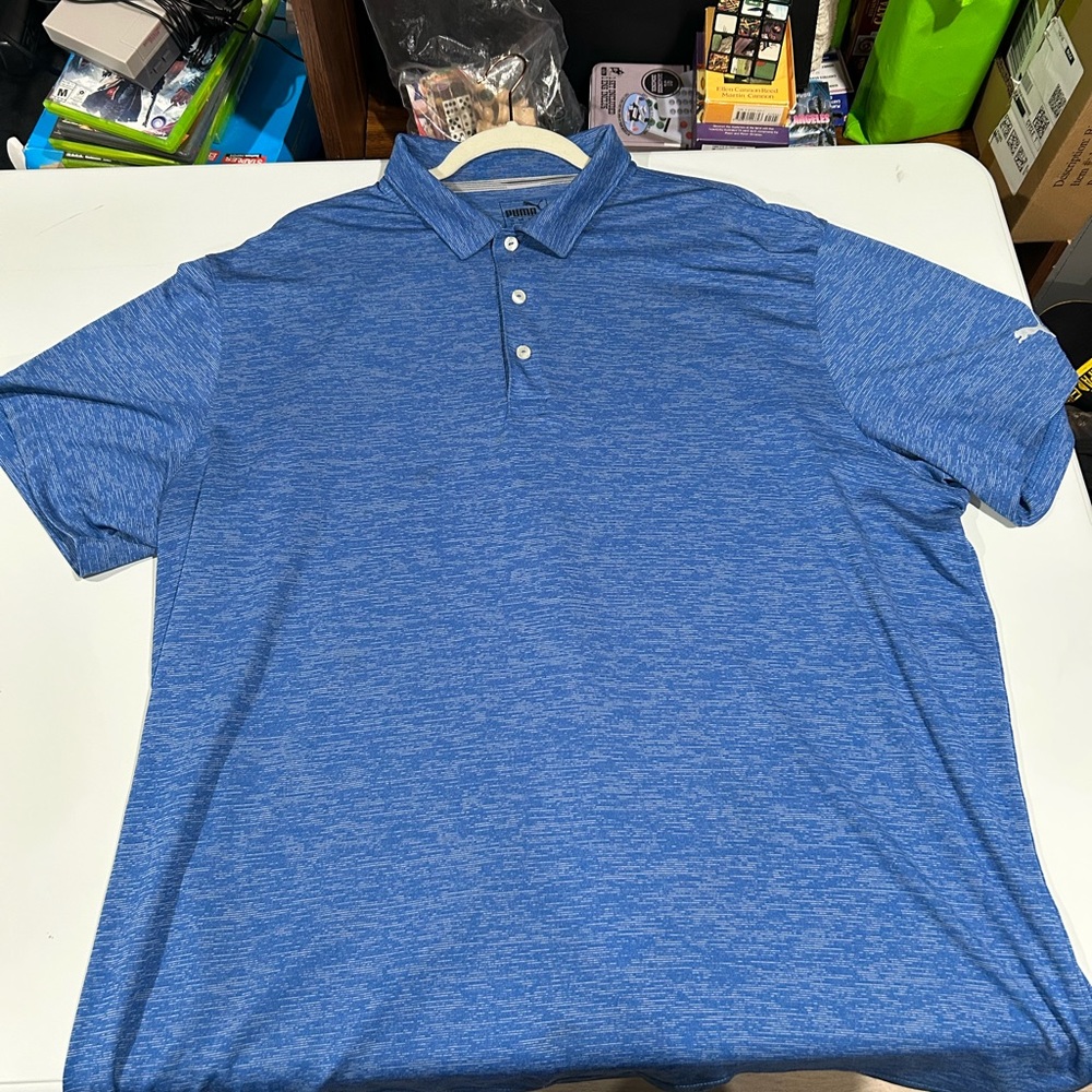 Puma Men's Blue Polo Shirt, XXL